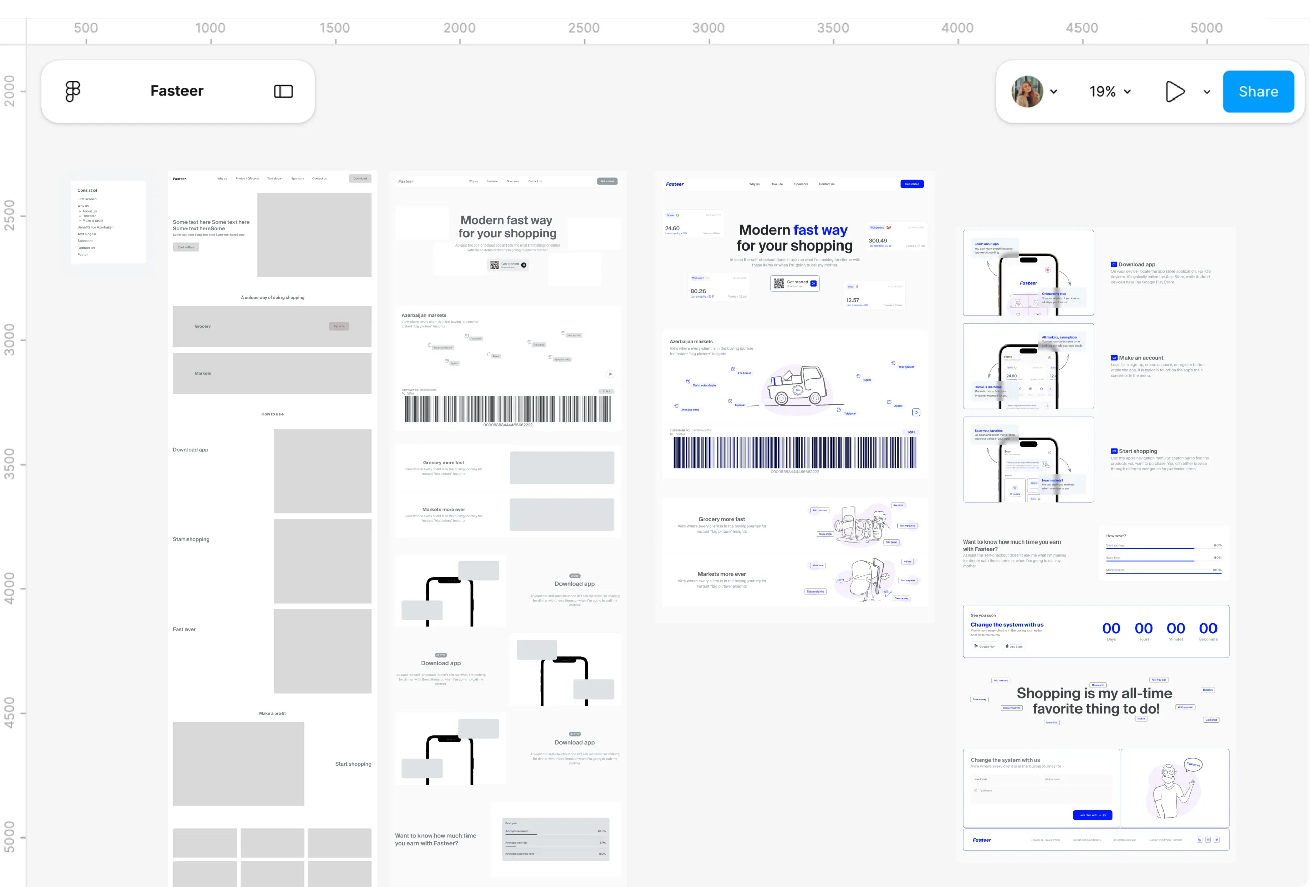 Design file screens for Landing page