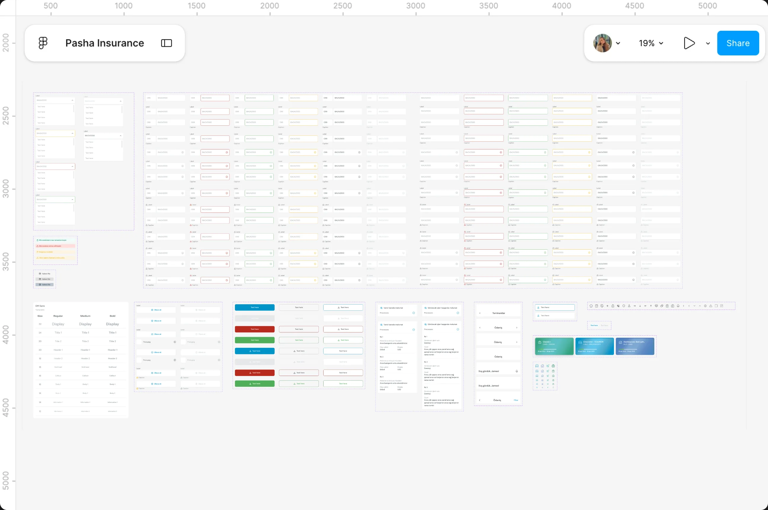 PASHA Insurance App design system components in Figma