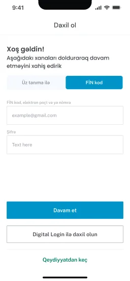 Login and sign up, screen 2
