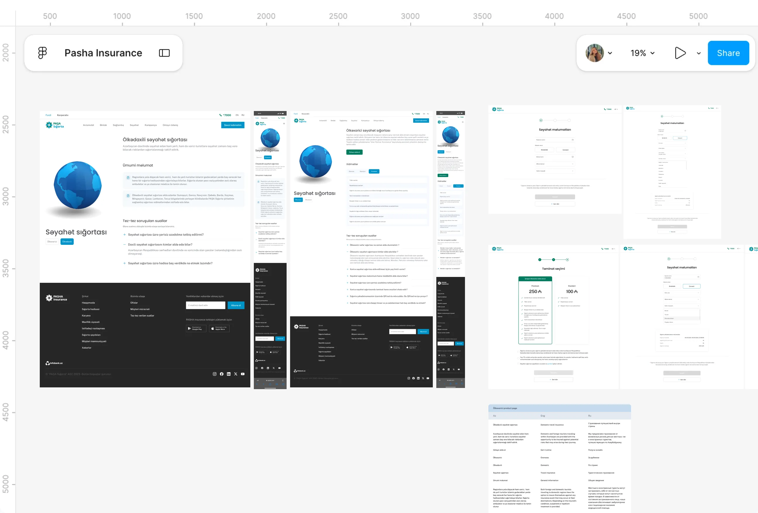 Design file screens for Travel insurance