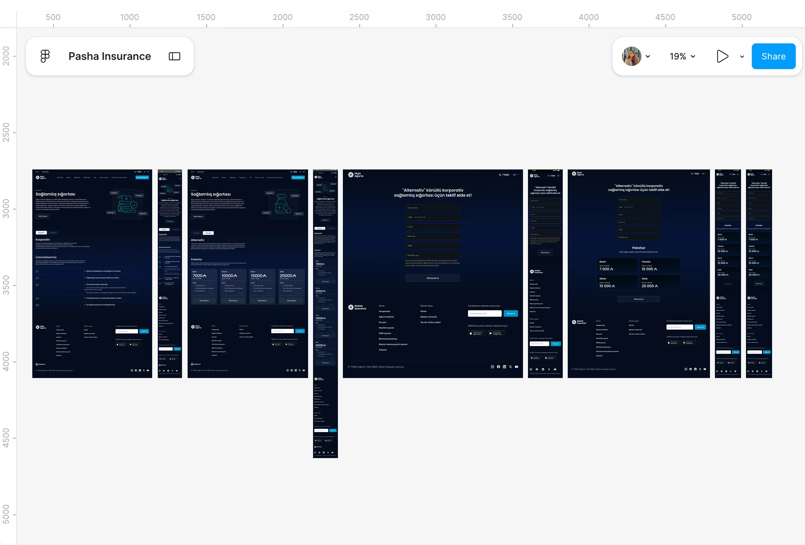Design file screens for B2B Health Insurance