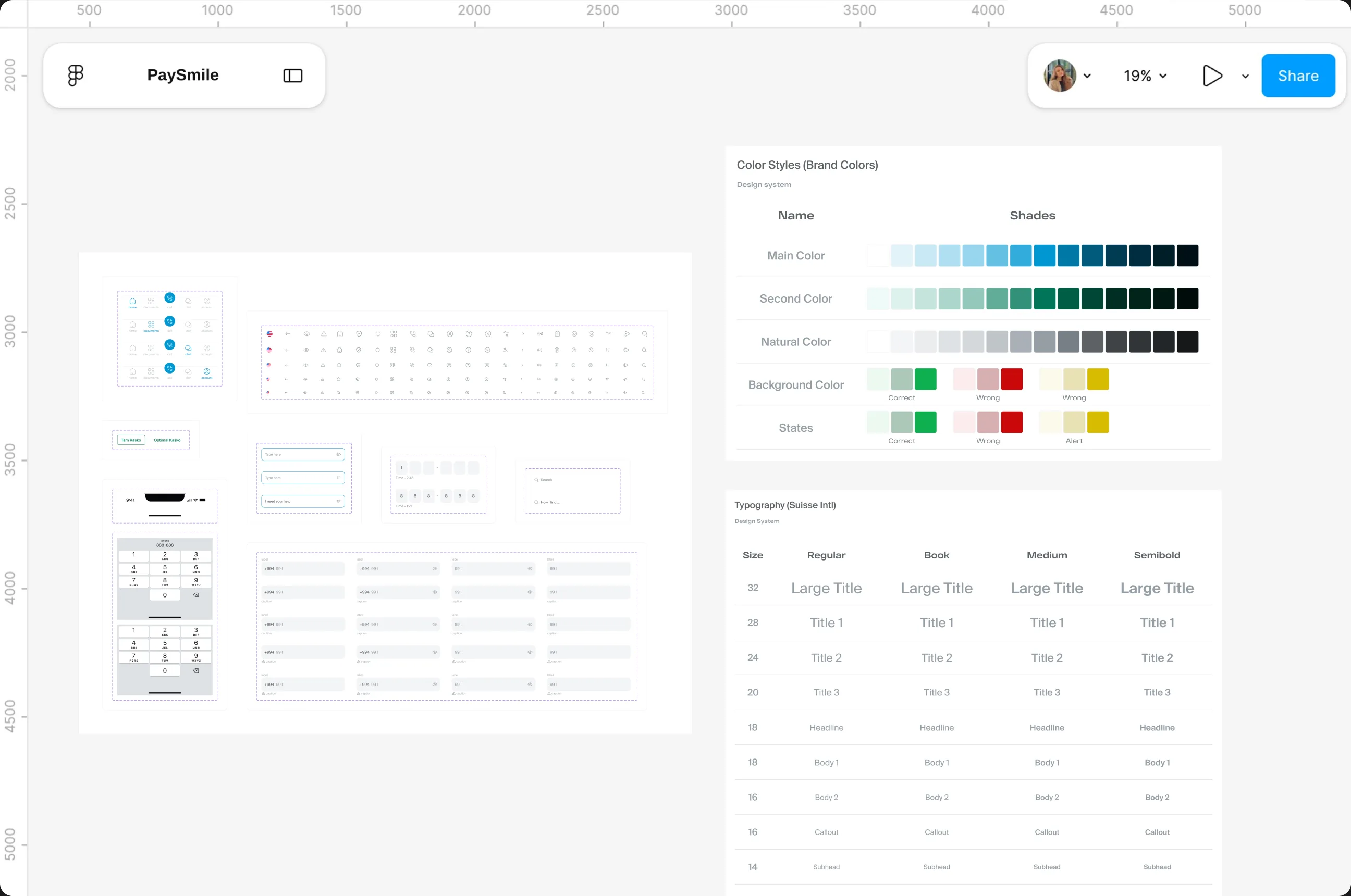 PaySmile design system components in Figma