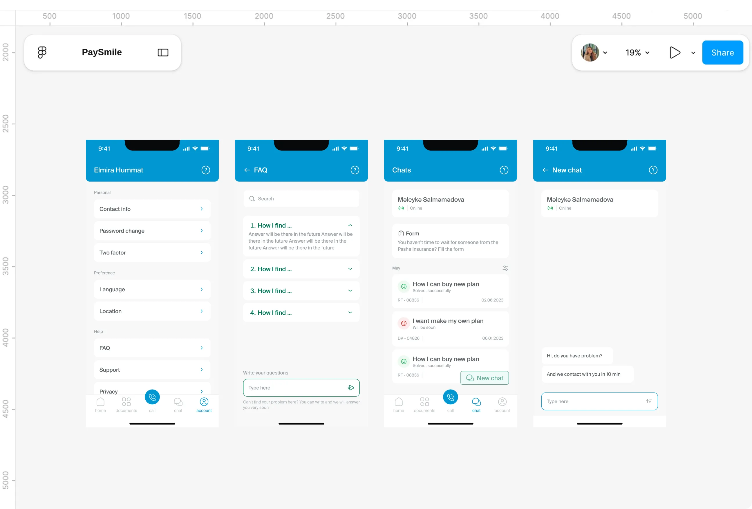 Design file screens for Getting help